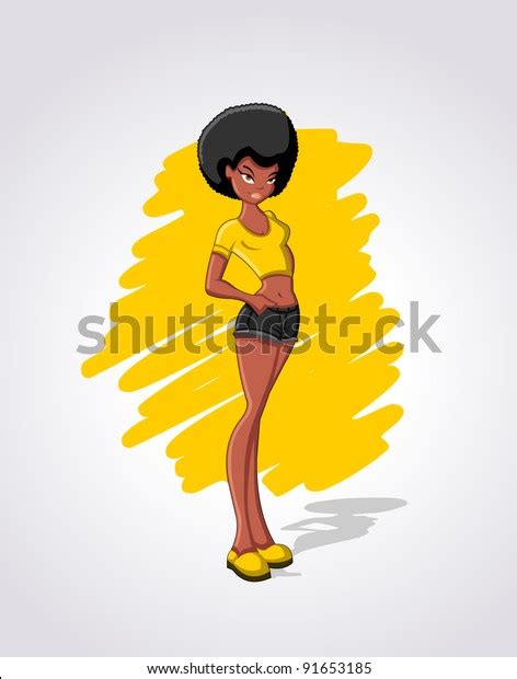 Beautiful Sexy Afro Hair Cartoon Black Vetor Stock Livre De Direitos 91653185 Shutterstock