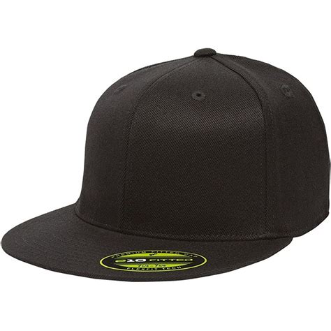 Blank Black Flexfit Elastic Stretch Fit Flat Brim Fitted Hat Cap Swag