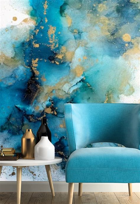 Fluid With Gold Removable Wallpaper Marble Wall Poster Etsy