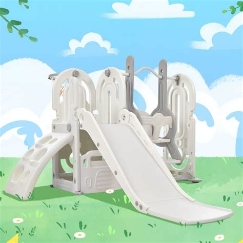 5 In 1 Toddler Slide And Swing Setkids Playhouse Climber Slide Playset