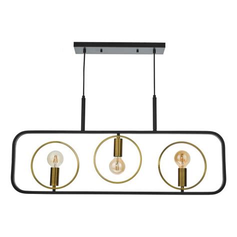 3 Light Bar Ceiling Pendant Satin Black Antique Gold Lighting Company