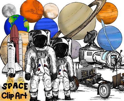 Space Clip Art Nasa Clip Art Astronaut Clip Art Planets Etsy