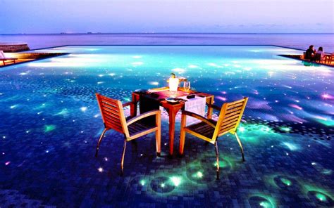 Romantic Night In A Magical Place Near Ocean Hd Wallpaper