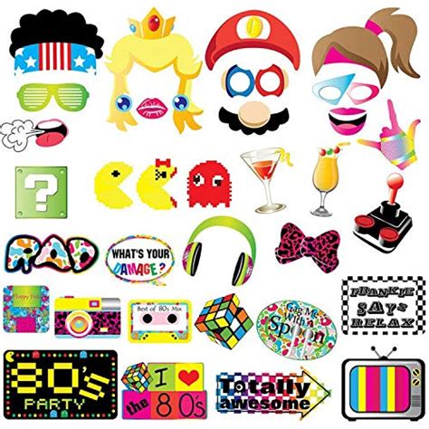 80s Party Photo Booth Props 80s Retro 1980s Birthday Party Supplies