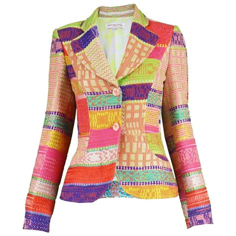christian lacroix brightly multicolored woven tapestry women s blazer jacket women s blazer