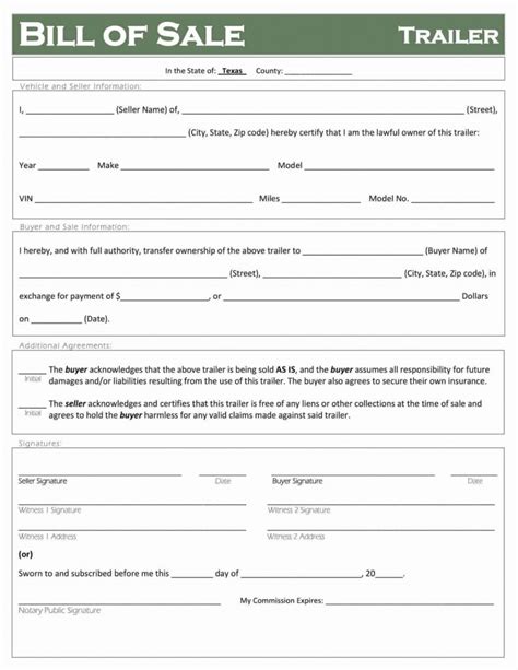 Free Fillable Texas Trailer Bill Of Sale Form ⇒ Pdf Templates