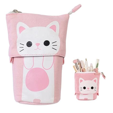 Cute Cat Pencil Cases Retractable Standing Pencil Case With Kawaii Cats