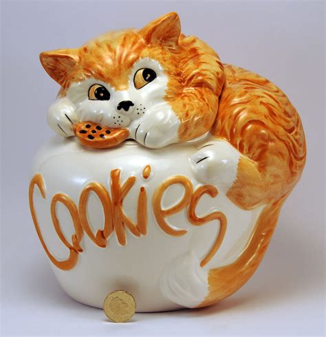 Large Unique Ginger Cat Cookie Jar Cat Cookie Jar Collectible Cookie