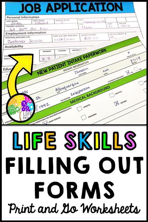 Filling Out Forms Life Skills Reading Writing Special Education