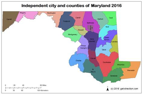 Map Of Independent City And Counties Of Maryland