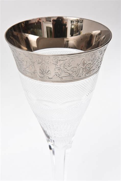 Moser Platinum Trimmed Cut Crystal Goblets Tall Set Of 6 At 1stdibs