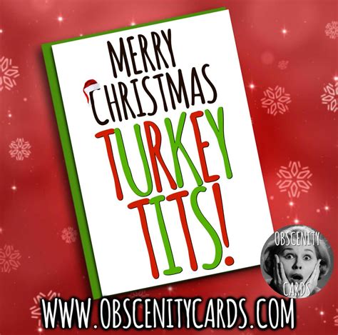 merry christmas turkey tits card by obscenity cards