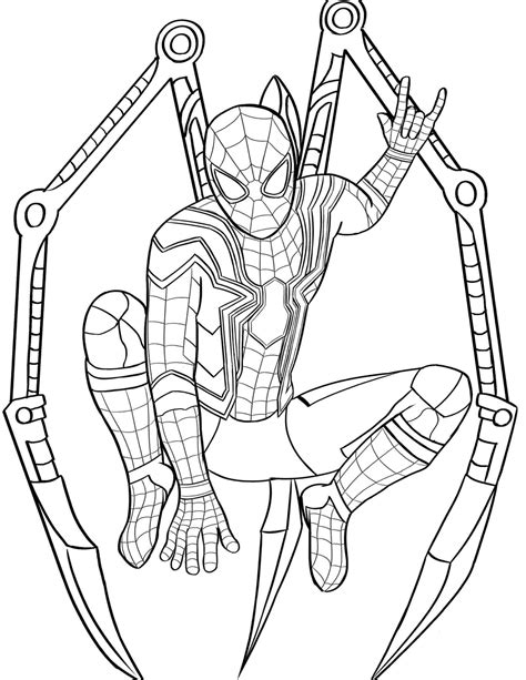 Cool Iron Spiderman Coloring Page Coloringtop