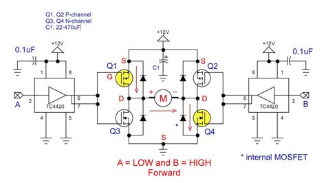 Use Tc4420 Mosfet Driver For Simple H Bridge Circuit