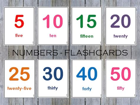 Numbers Flash Cards 1 50 Toddlers Numbers Flashcards Etsy