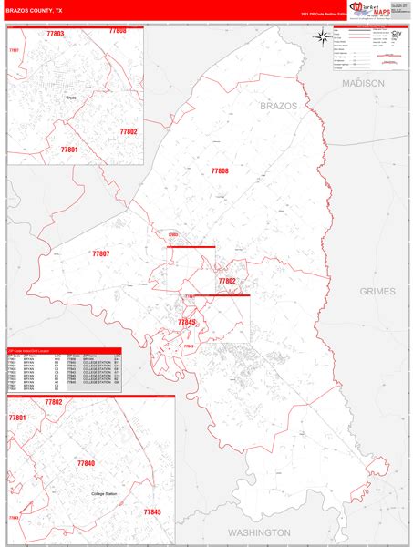Brazos County Tx Zip Code Maps Red Line