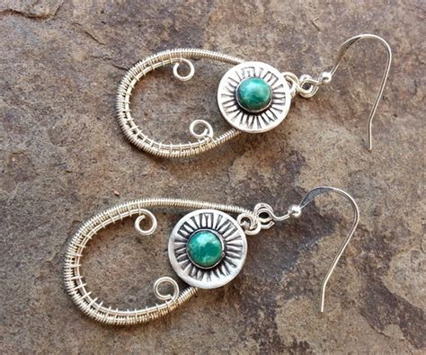 Items Similar To Turquoise Teardrop Wire Wrap Earrings On Etsy