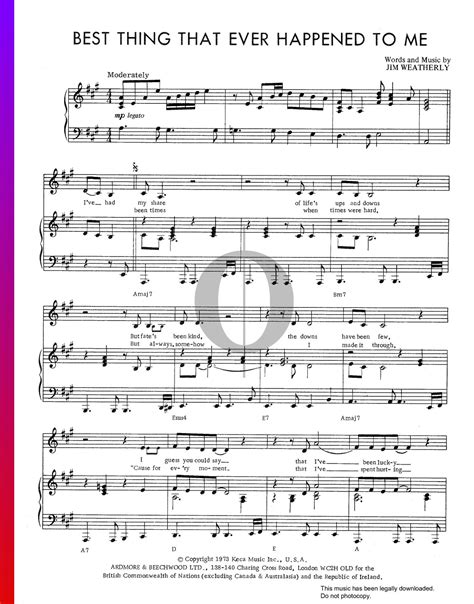 best thing that ever happened to me sheet music piano voice oktav