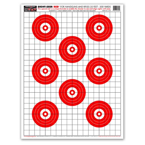 Sight Seer Red Pistol And Rifle Paper Shooting Targets