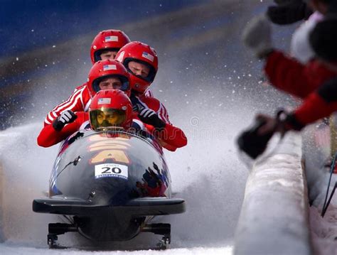 Bobsled Team On Course Picture Image 82961630