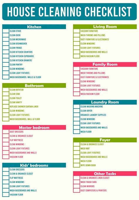 Printable House Cleaning Checklist Deep Cleaning Lists House Cleaning