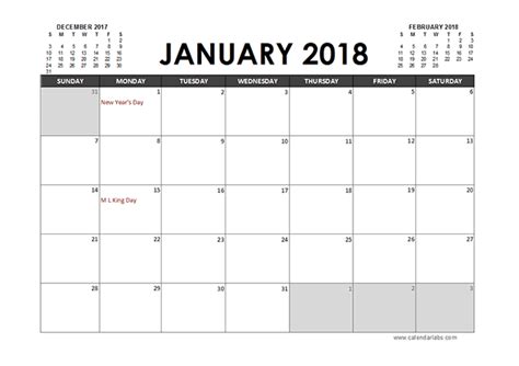 Monthly 2018 Excel Calendar Planner Free Printable Templates