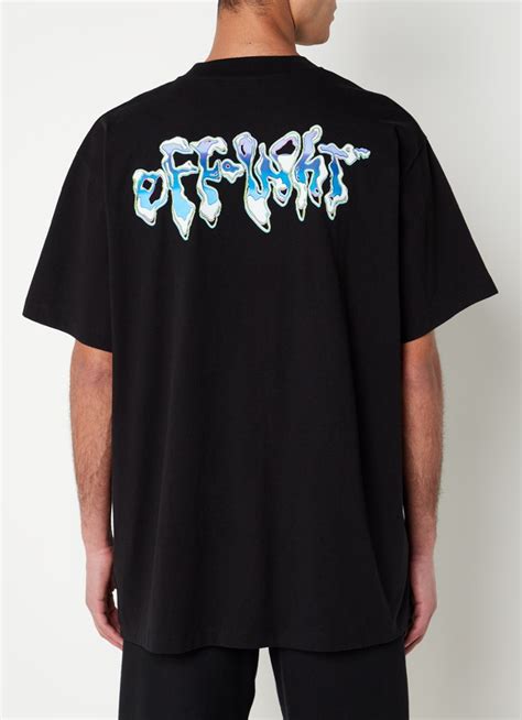 Off White Blue 90s T Shirt Met Logo En Backprint • Zwart • De Bijenkorf