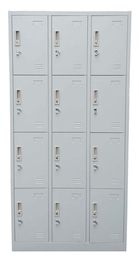 12 Door Metal Locker Cabinet With Padlock Hasp And Name Plate Light G — Cubix Office