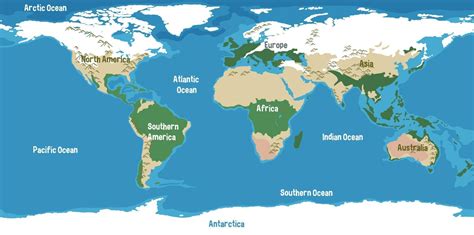 Mapa Del Mundo Con Nombres De Continentes Y Oc Anos Vector En Vecteezy