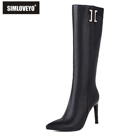 Simloveyo Sexy Women Luxury Modern Knee High Boots Pu Leather Zipper