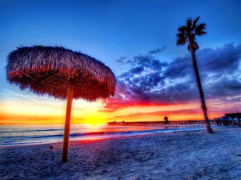 Tropical Beach Sunset Desktop Wallpaper