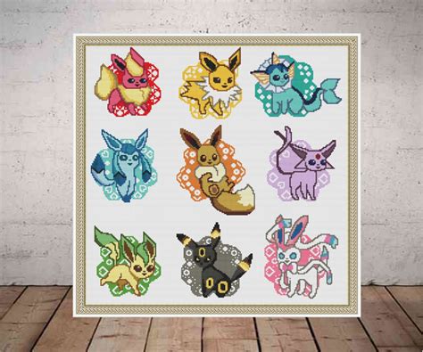 A Cross Stitch Pattern With Different Pokemons On It