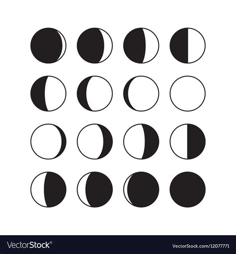 Moon Phases Icons Royalty Free Vector Image Vectorstock Vector Free