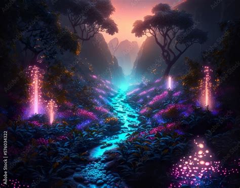 Violet Citadel Majesty Amidst Crystal Forests Beauty Ai Generated