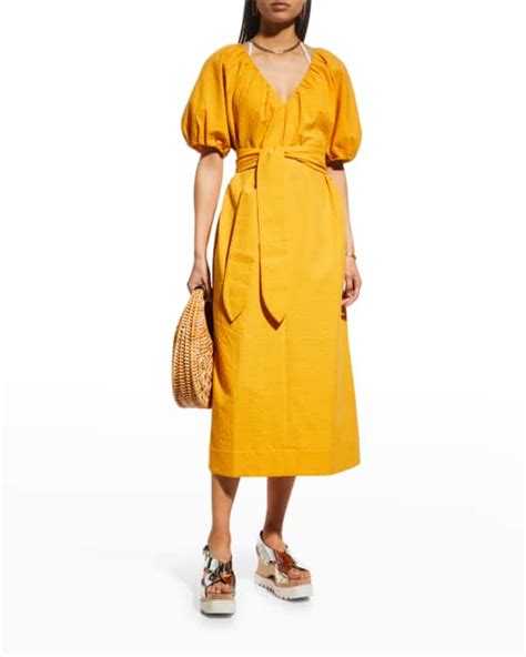Mara Hoffman Alora Mid Calf Belted Organic Cotton Dress Neiman Marcus