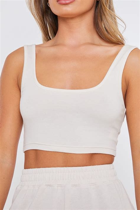 Off White Cropped Tank Top In The Style