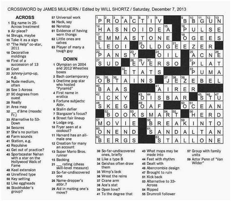 The New York Times Crossword In Gothic 120713 — Undiscovered