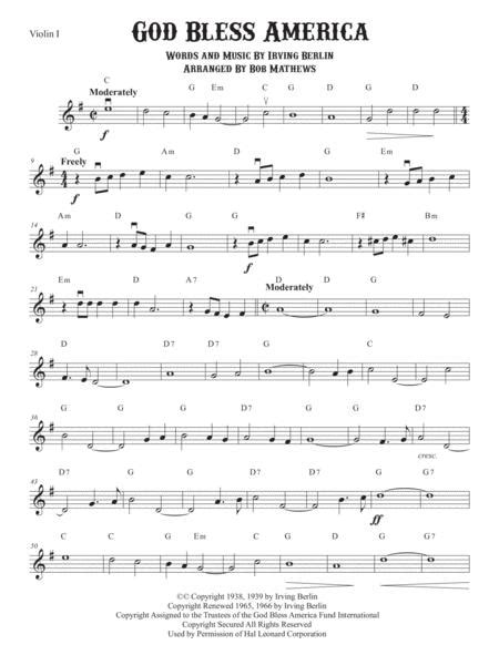 God Bless America Lead Sheet For Violin Solo Free Music Sheet