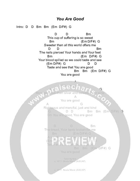 You Are Good Chords Pdf Todd Agnew Praisecharts