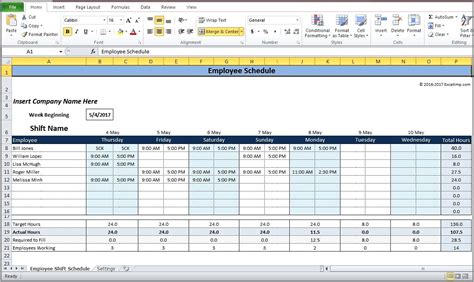 Excel Employee Schedule Template Excel Templates