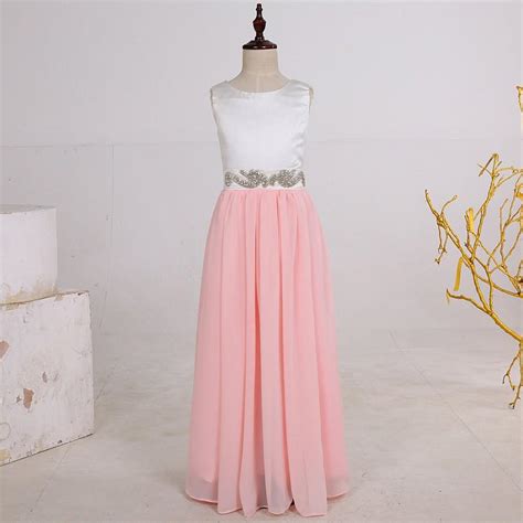 Long Chiffon Pink Flower Girl Dressesjunior Bridesmaid Dressesbeach