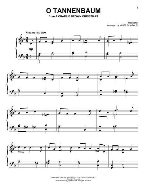 O Tannenbaum Sheet Music By Vince Guaraldi Easy Piano 162007