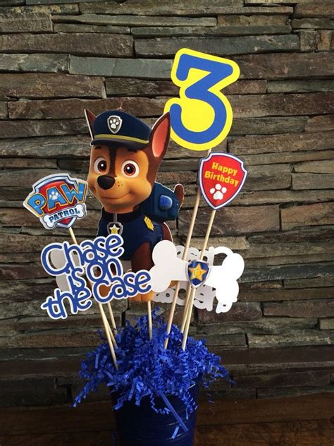 Customized Chase Paw Patrol Centerpiece Inserts Only Etsy Paw