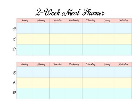 Free Printable 2 Week Meal Planners 4 Designs