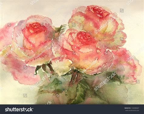 Watercolor Roses Stock Illustration 133098407