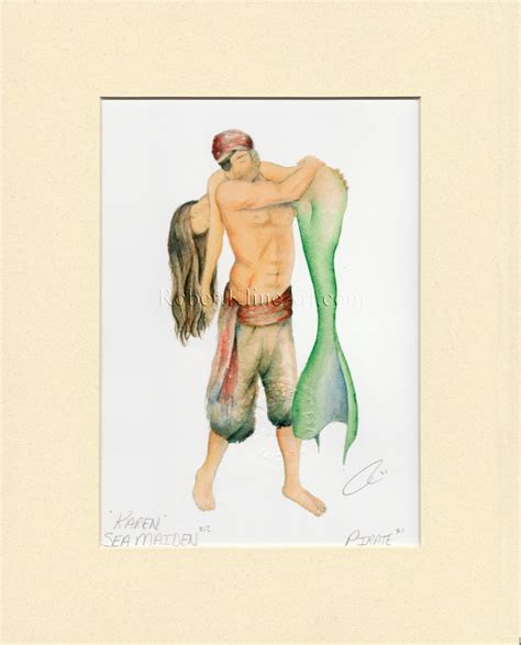 Pirate Carrying Mermaid Karen Art By Robert Kline Matted