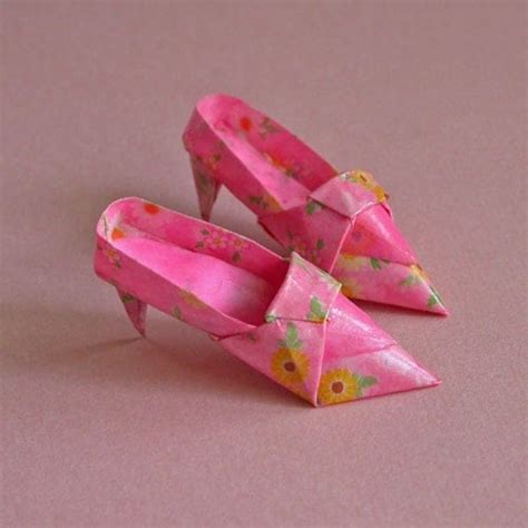 High Fashion Miniature Pink Origami Shoes