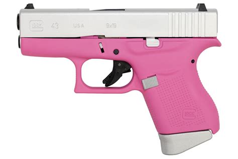 Glock 43 9mm Single Stack Pistol With Cerakote Pink Frame And Aluminum