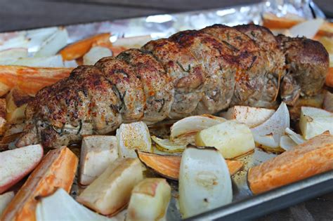 Let the pork rest for at least 5 minutes before slicing. Pork Tenderloin {with Sweet Potatoes, Apples and Onions ...