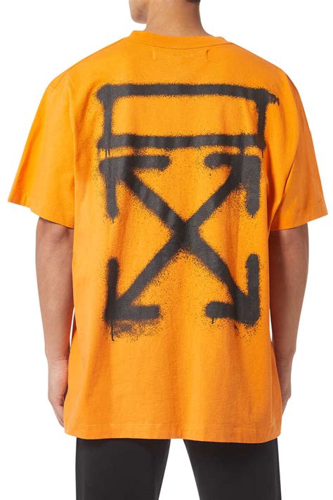 Versand · herrenmode in überlänge · 100% baumwolle Buy Orange Off White Spray Paint Oversized T-Shirt - Mens ...